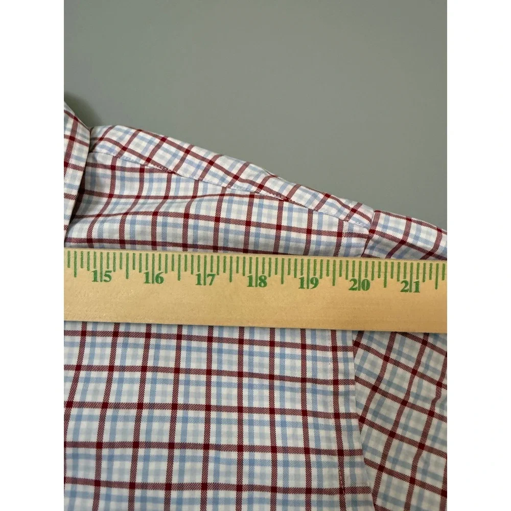 Orvis Mens XL Tall Red Blue Tattersall Plaid Button Down Cotton Shirt XLT L